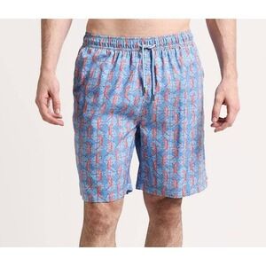 Peter Millar Lizard Swim Trunks Print Seaside Collection Blue Mens 2XT Tall